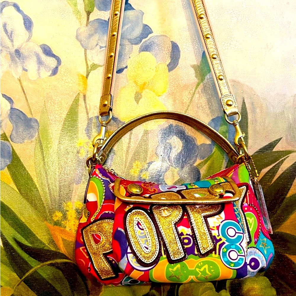 Coach Multicolor Pop C Poppy RARE Graphic Crossbody Bag with Gold Strap